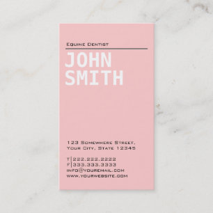 Plain Pink Equine Dentist Business Card