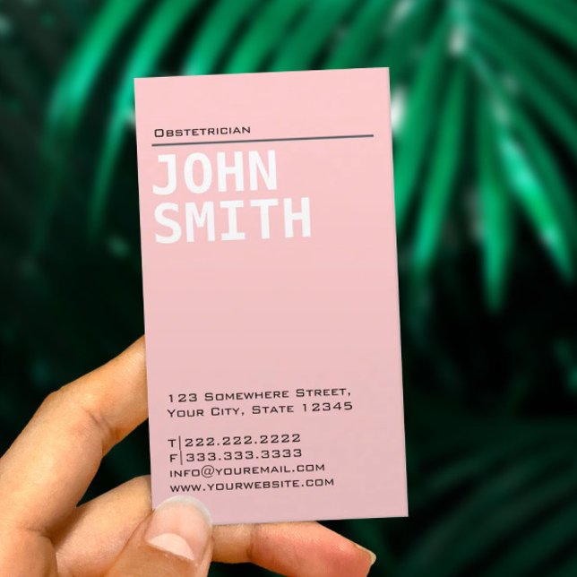 Plain Pink Obstetrician Business Card (Creator Uploaded)