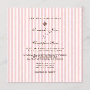 Plain Pink stripes Wedding Invitations