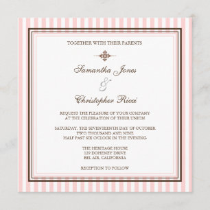 Plain Pink stripes Wedding Invitations