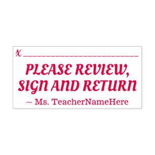 Plain "PLEASE REVIEW, SIGN AND RETURN" + Name Self-inking Stamp