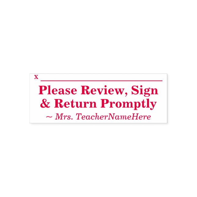 Plain "Please Review, Sign & Return Promptly" Self-inking Stamp (Design)