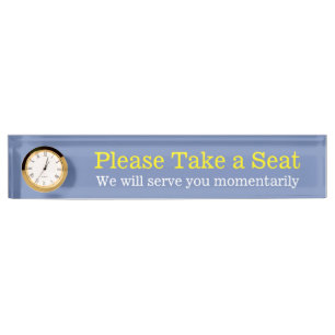 Plain "Please Take a Seat" Nameplate