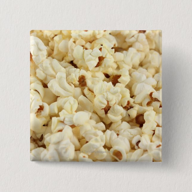 Plain popcorn close up. 15 cm square badge (Front)