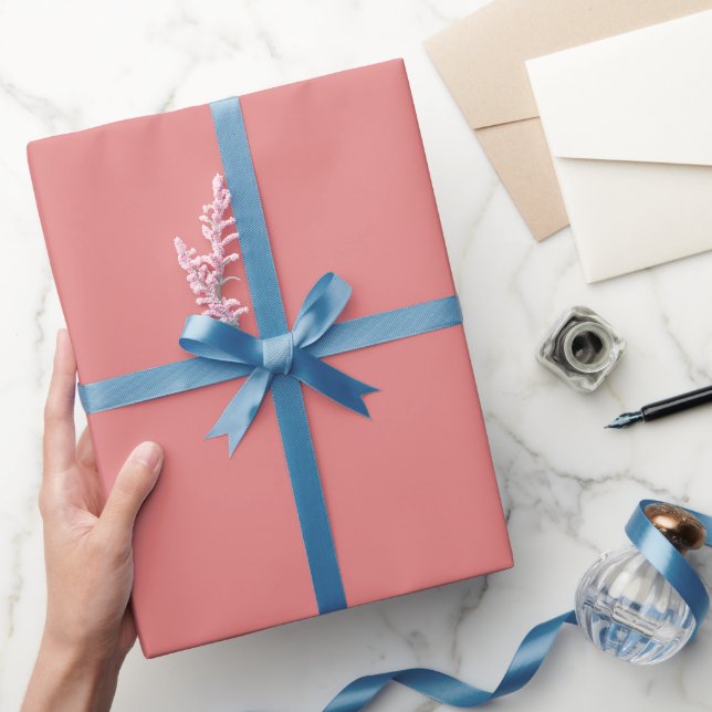 Plain Poppy Pink Colour Shade Tone Wrapping Paper (Gifting)