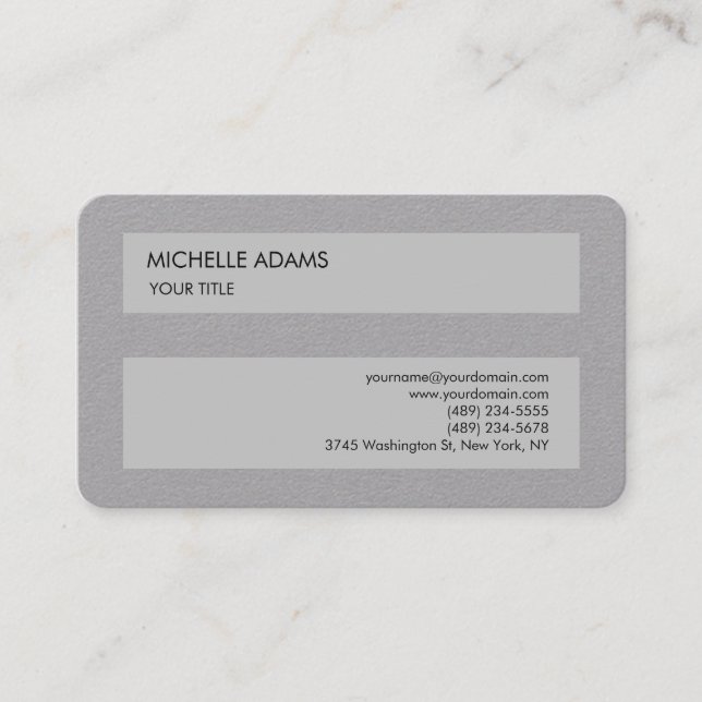 Plain Premium Grey Simple Professional Modern Business Card (Front)