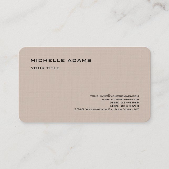 Plain Premium Linen Simple Professional Modern Business Card (Front)