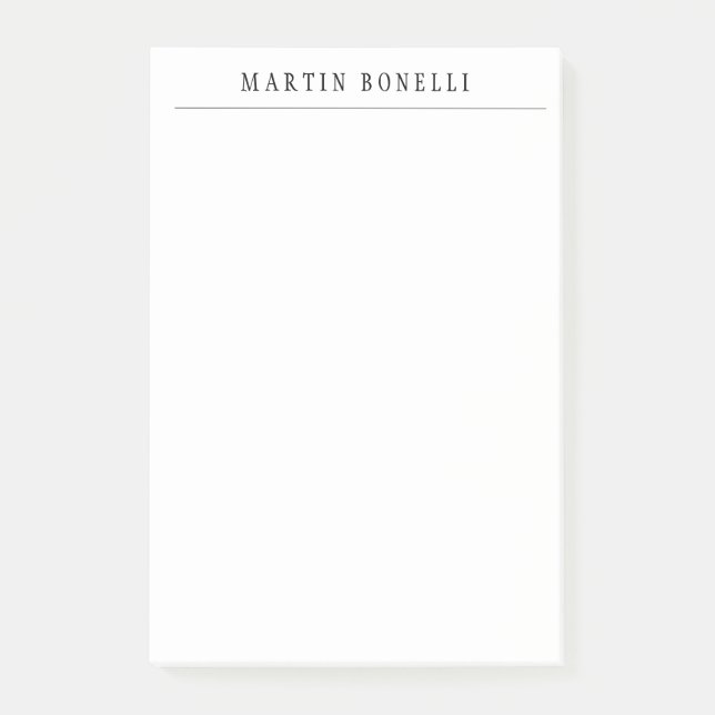 Plain Professional Black & White Minimalist Post-it Notes (Front)