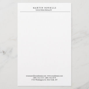Plain Professional Black & White Minimalist Stationery