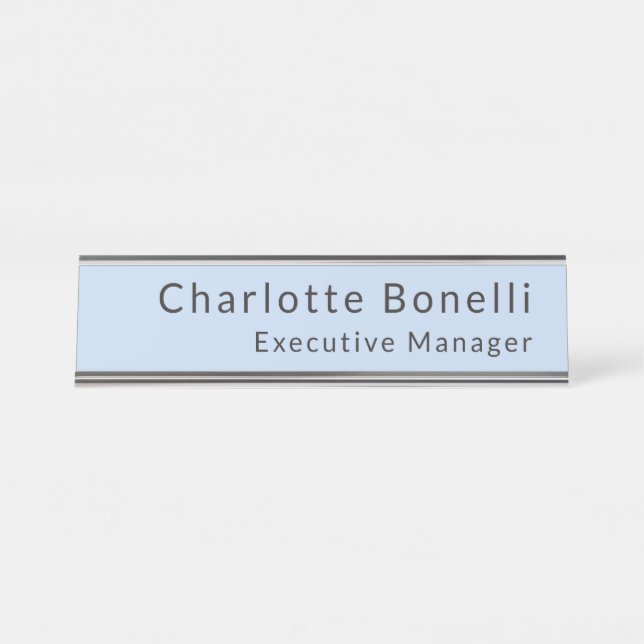 Plain Professional Modern Minimalist Blue  Desk Name Plate (Front)