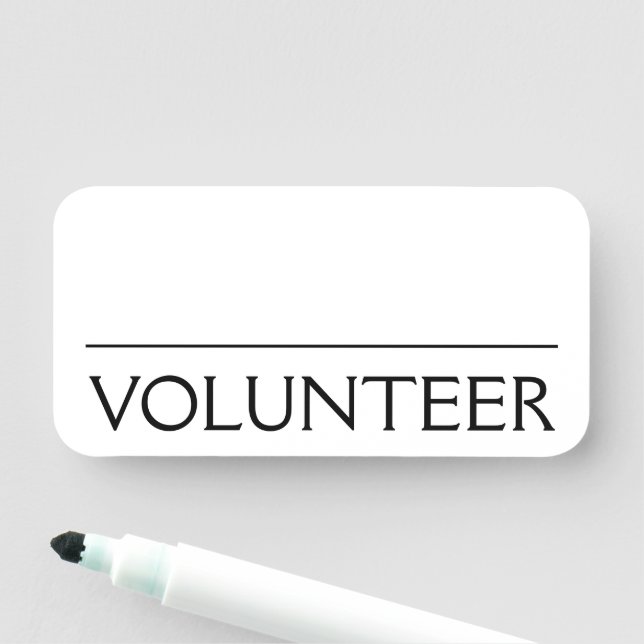 Plain, Professional "VOLUNTEER" Name Tag (In Situ)