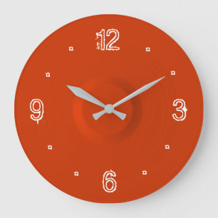 Plain Red Clock with White Nos >Kitchen Clocks