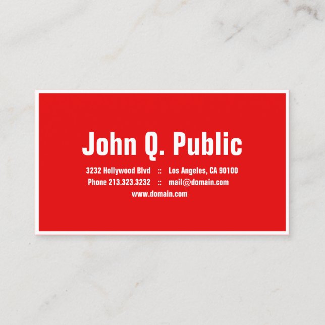 Plain Red Colour White Border Business Card (Front)