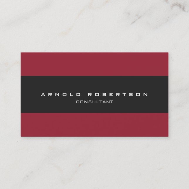 Plain Red Dark Grey Professional Business Card (Front)