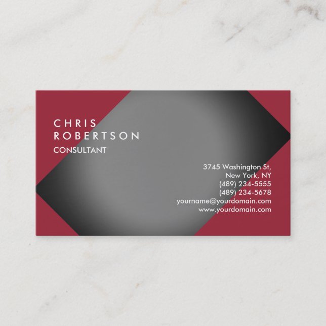 Plain Red Grey Modern Creative Business Card (Front)