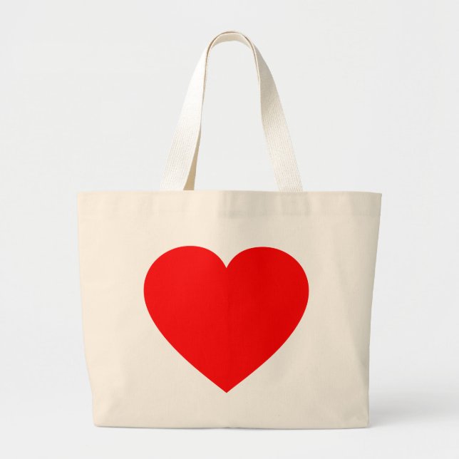 Plain Red Heart Large Tote Bag (Front)