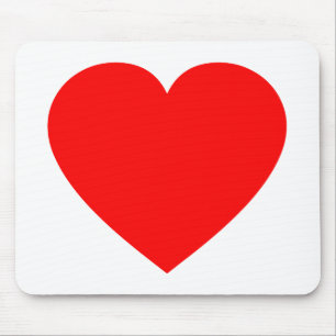 Plain Red Heart Mouse Mat