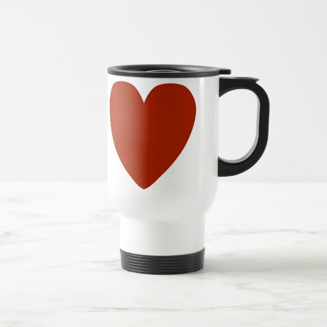 Plain Red Heart Travel Mug (Right)