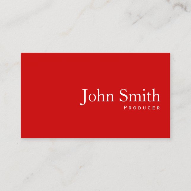 Plain Red Producer Minimalist Business Card (Front)