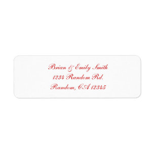 Plain red script white custom labels