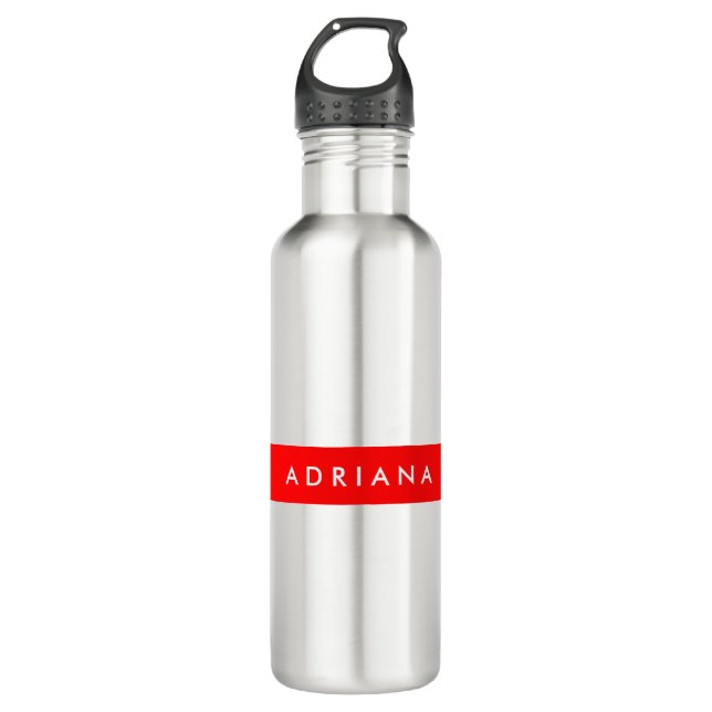 Plain Red White Professional Minimalist Name 710 Ml Water Bottle (Front)