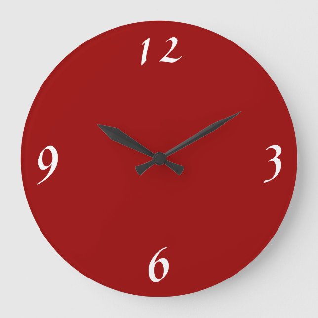 Plain Red with white >Minimalist Wall Clocks (Front)
