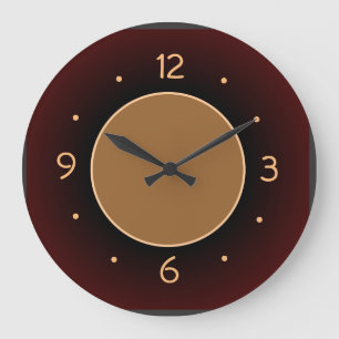 Plain RedBrown with Tan Centre Kitchen Clock