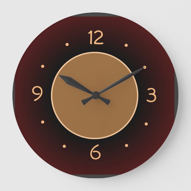 Plain RedBrown with Tan Centre  Kitchen Clock (Front)