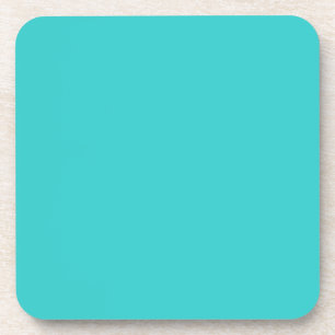 Plain Retro Tree Baubles Turquoise cork back Coaster