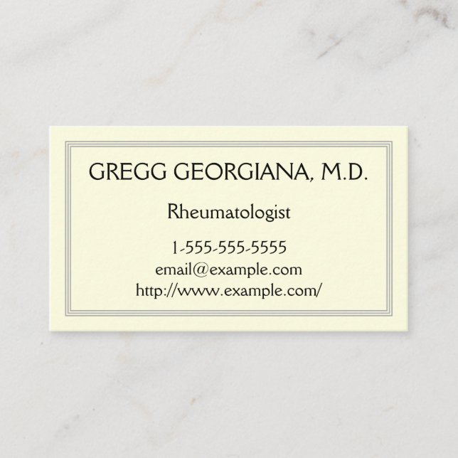 Plain Rheumatologist Business Card (Front)