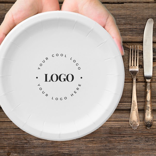 Plain Round Business Logo Company Event Minimalist Paper Plate (Creator Uploaded)