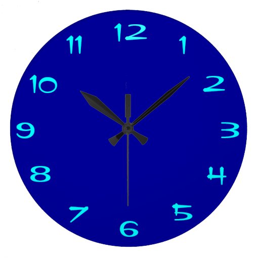 Image of Plain Royal Blue and Aqua > Plain RoundClocks Large Clock
