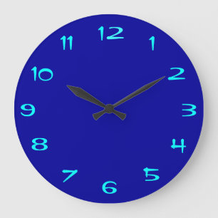 Plain Royal Blue and Aqua > Plain RoundClocks Large Clock
