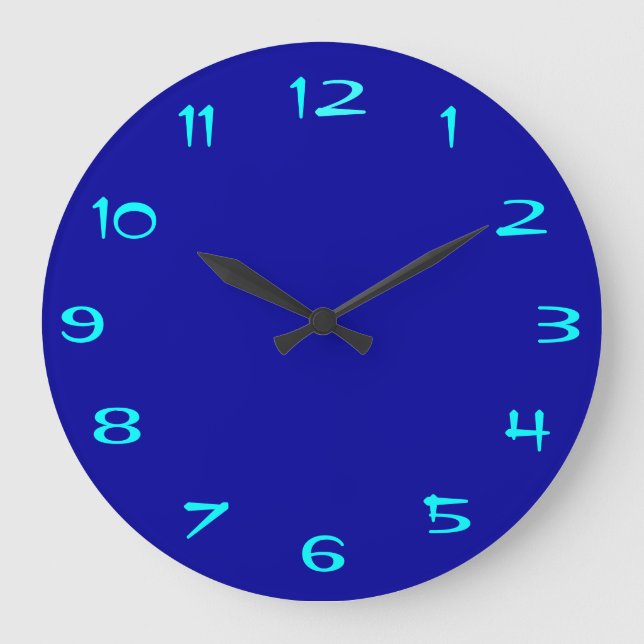 Plain Royal Blue and Aqua > Plain RoundClocks Large Clock (Front)