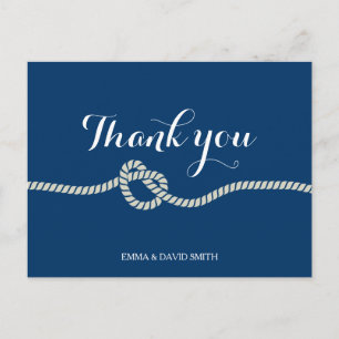 Plain Royal Blue Tying the Knot Thank You Cards