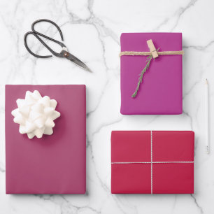 Plain Ruby Fandango Maroon Pink Shades 3 Tones Wrapping Paper Sheet