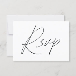 Plain Script RSVP Cards For Wedding White