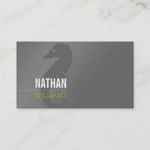 PLAIN seahorse simple modern grey lime green Business Card