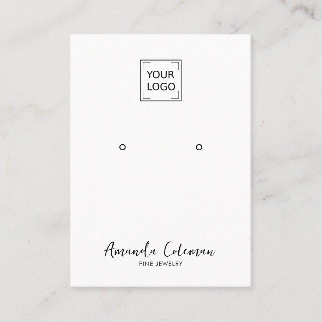 PLAIN SIGNATURE EARRING JEWELRY LOGO SOCIAL ICONS BUSINESS CARD (Front)