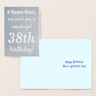 Plain Silver Foil 38th Birthday Greeting Card