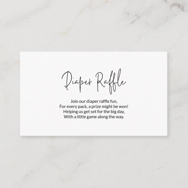 Plain Simple Baby Shower Diaper Raffle Enclosure Card (Front)