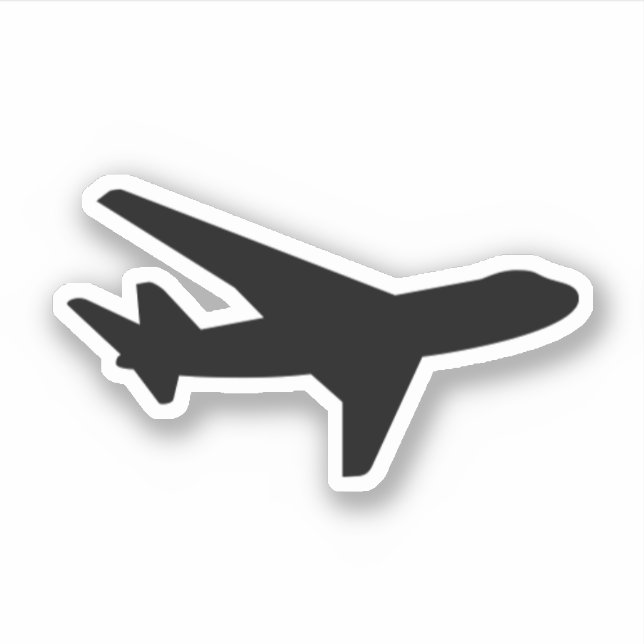 Plain Simple Black Aeroplane Silhouette Outline (Front)