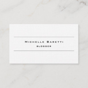 Plain Simple Black White Minimalist Linen Business Card