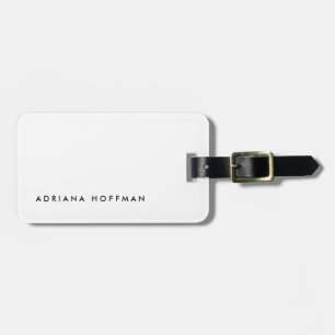 Plain Simple Black White Minimalist Name Luggage Tag