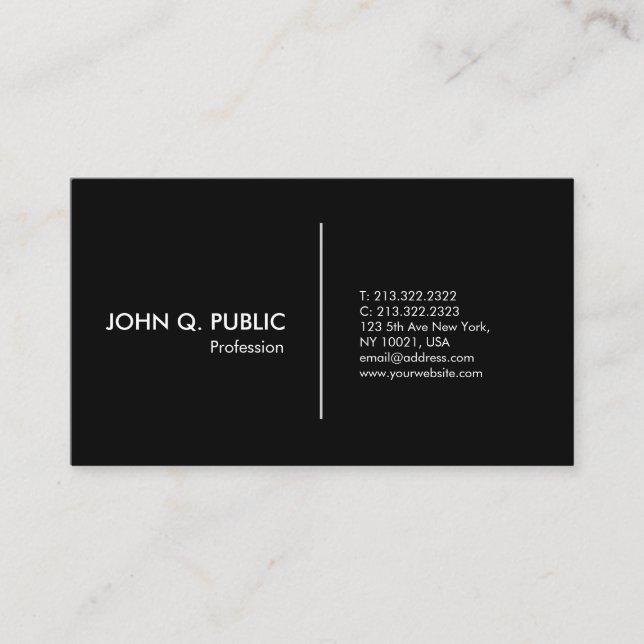 Plain Simple Black White Modern Professional Business Card (Front)