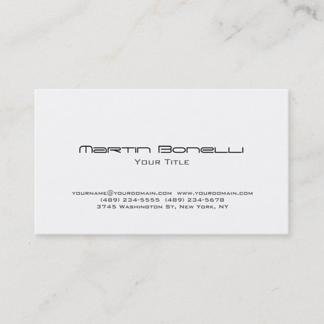 Plain Simple Black & White Trendy Business Card (Front)