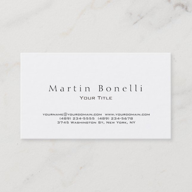 Plain Simple Black & White Trendy Business Card (Front)