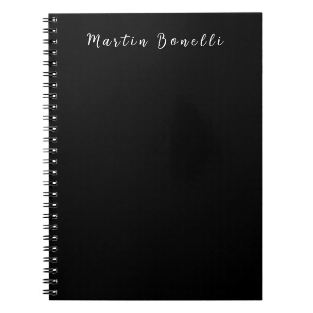 Plain Simple Black White Trendy Calligraphy Script Notebook (Front)