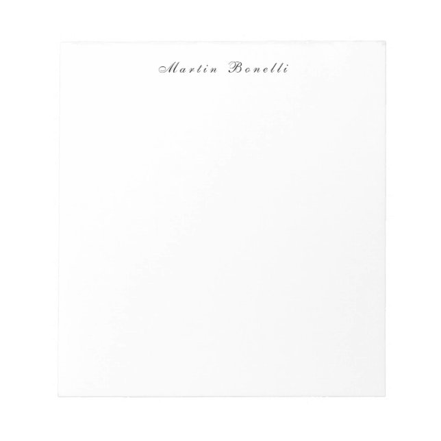 Plain Simple Black White Trendy Calligraphy Script Notepad (Front)