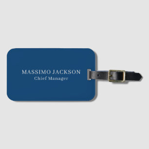 Plain Simple Blue Trendy Minimalist Professional Luggage Tag